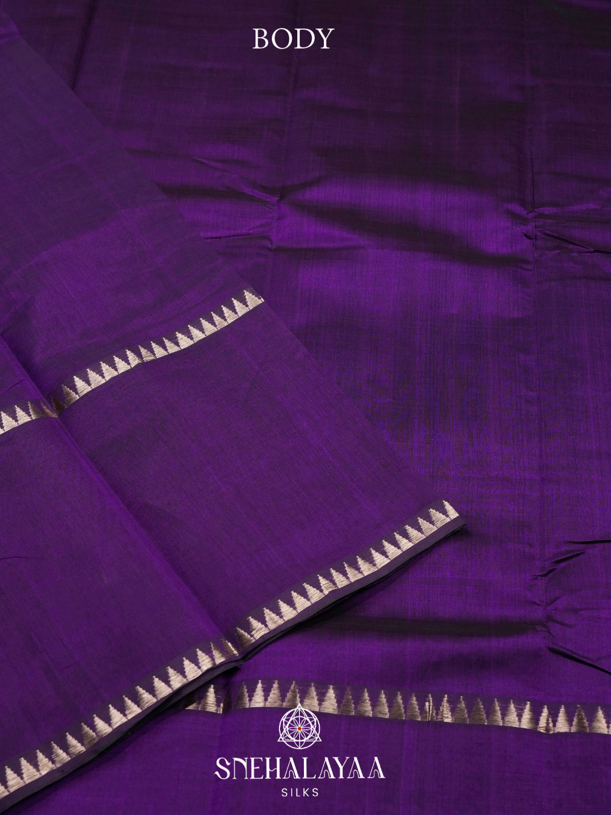 Royal Purple Mangalagiri Silk Cotton Saree with Temple Border