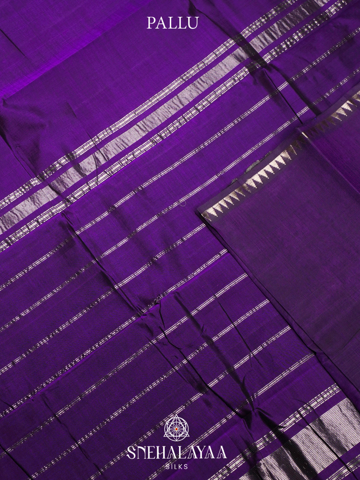 Royal Purple Mangalagiri Silk Cotton Saree with Temple Border