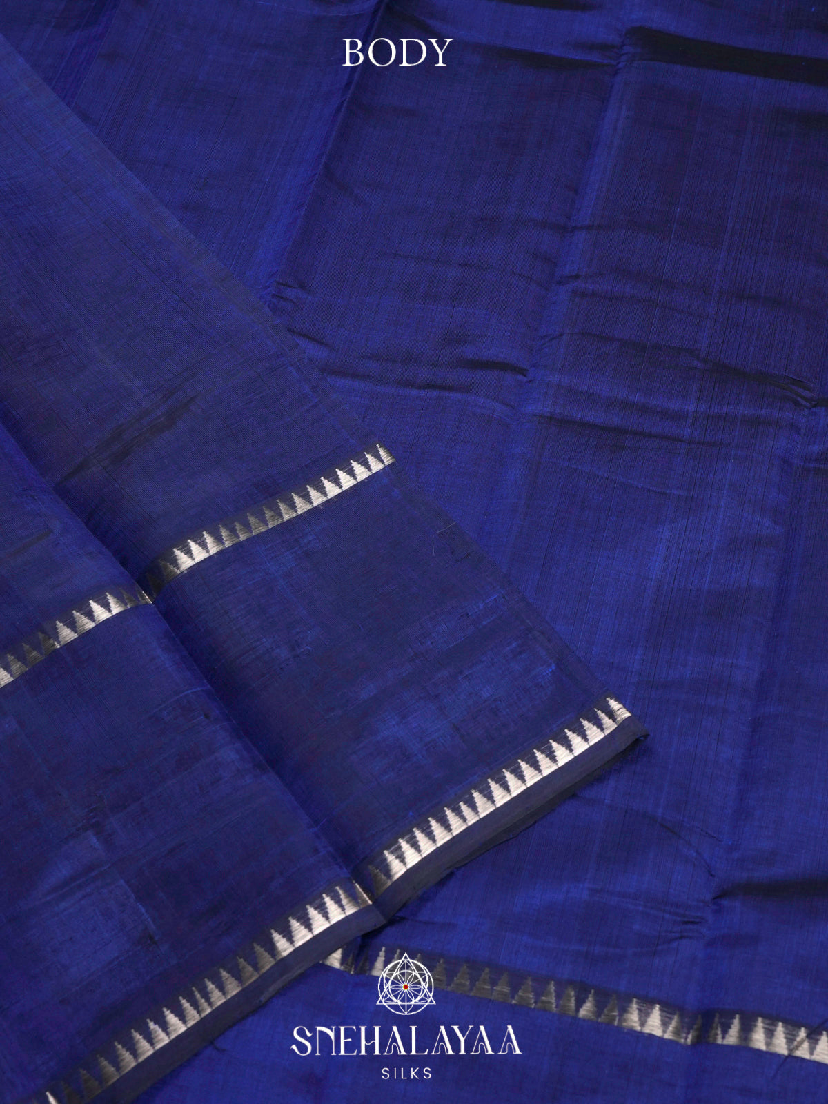 Royal Blue Mangalagiri Silk Cotton Saree with Temple Border