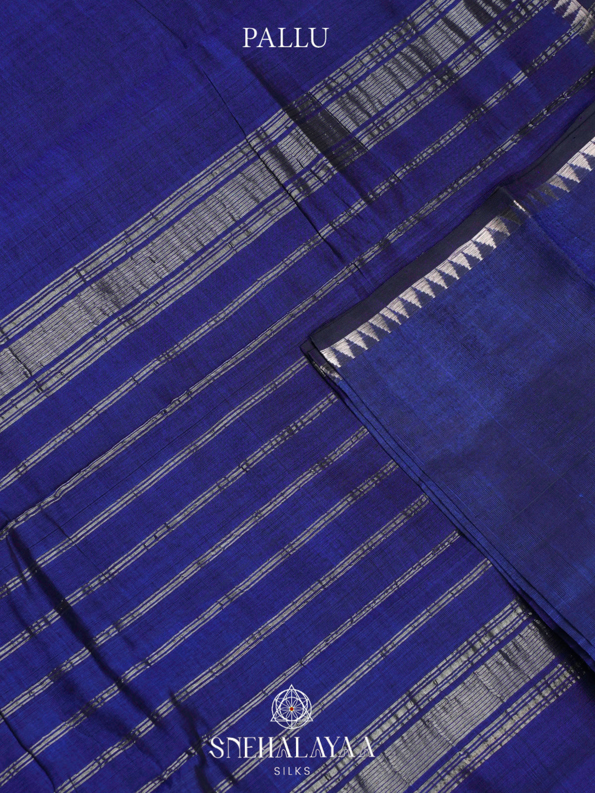 Royal Blue Mangalagiri Silk Cotton Saree with Temple Border