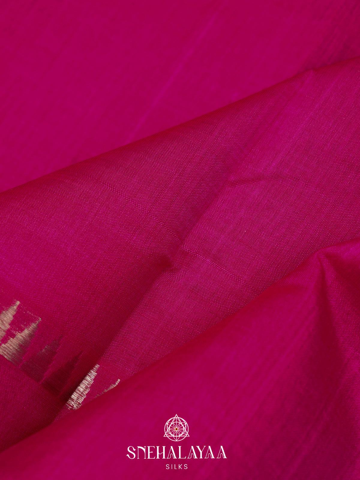 Rani Pink Mangalagiri Silk Cotton Saree with Temple Border