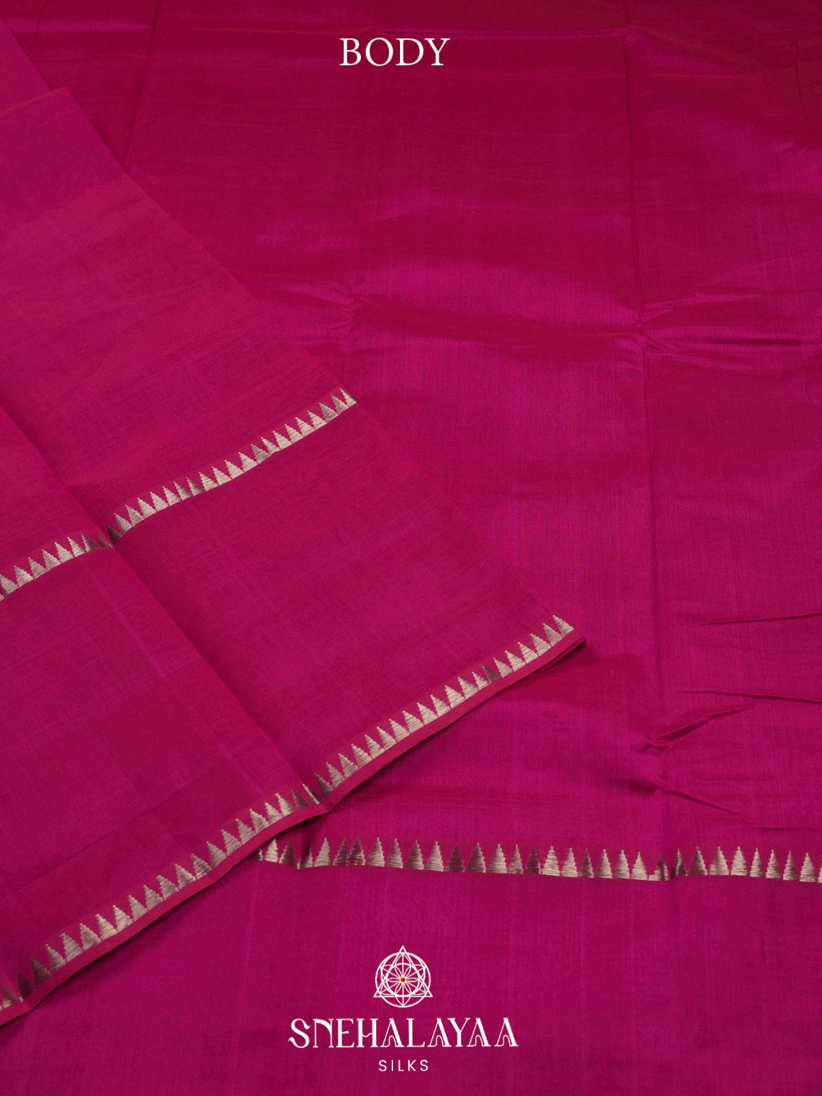 Rani Pink Mangalagiri Silk Cotton Saree with Temple Border