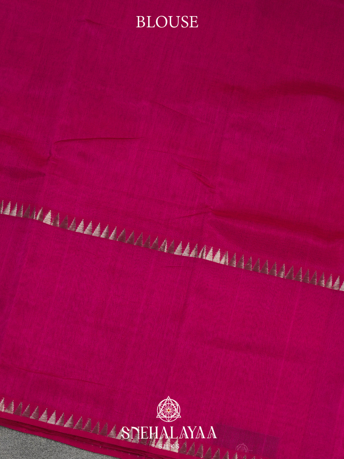 Rani Pink Mangalagiri Silk Cotton Saree with Temple Border