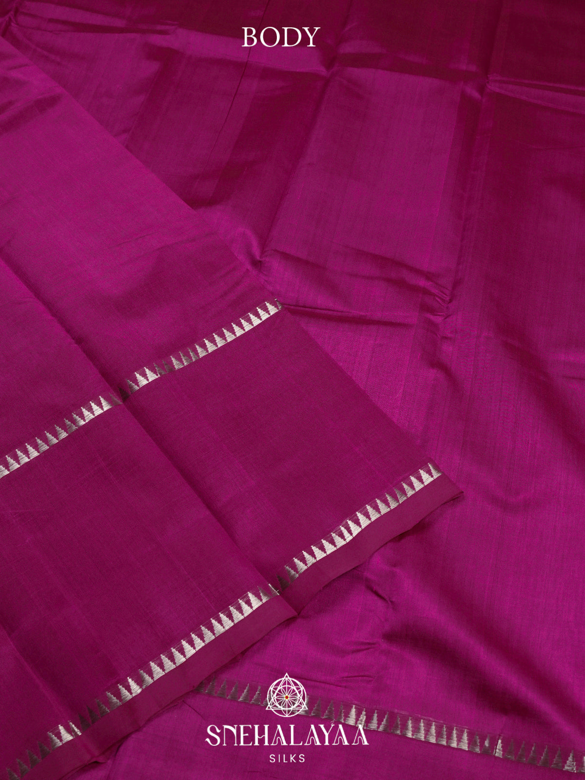Magenta Mangalagiri Silk Cotton Saree with Temple Border