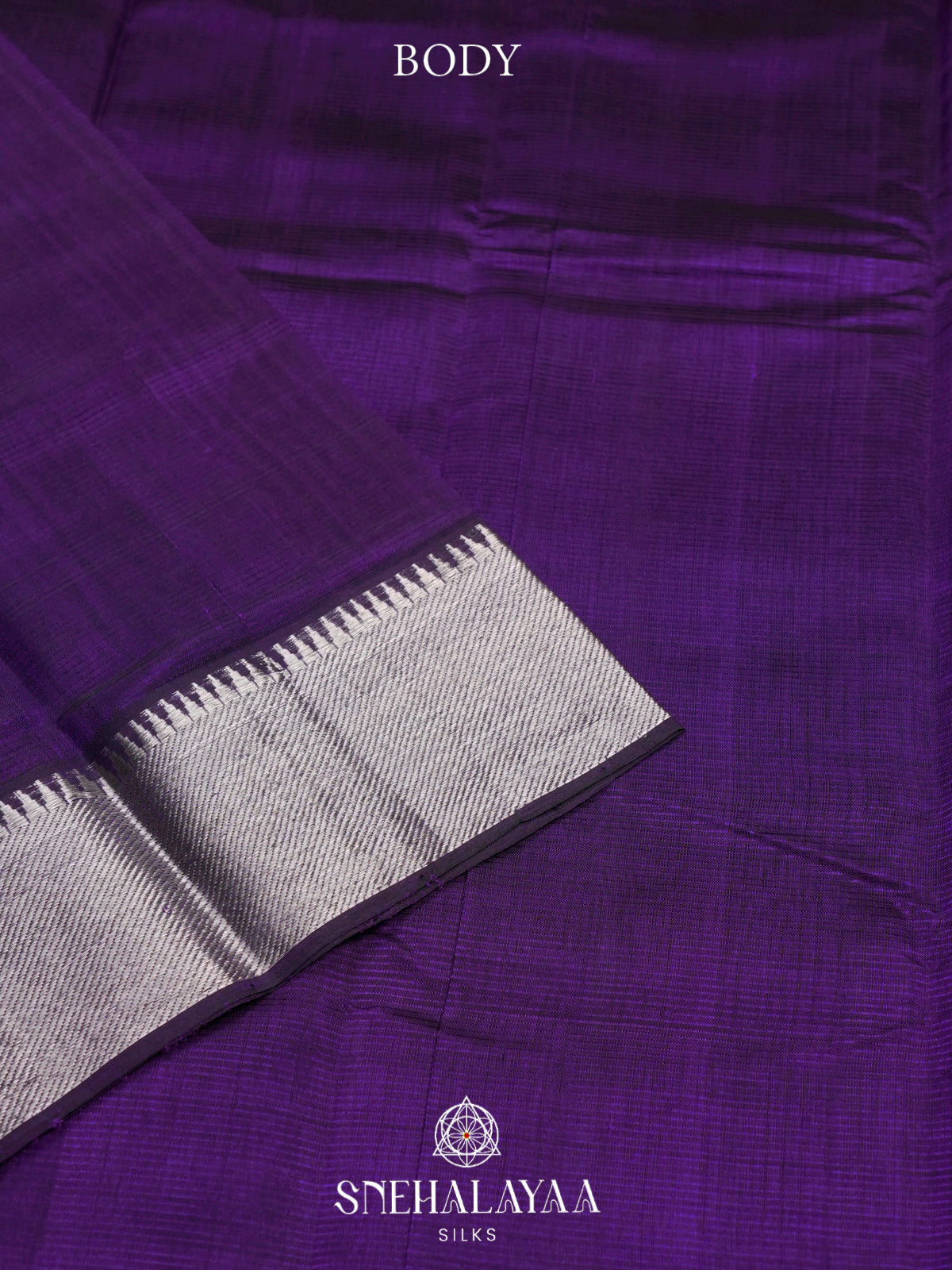 Purple Mangalagiri Silk Cotton Saree with Silver Zari Border