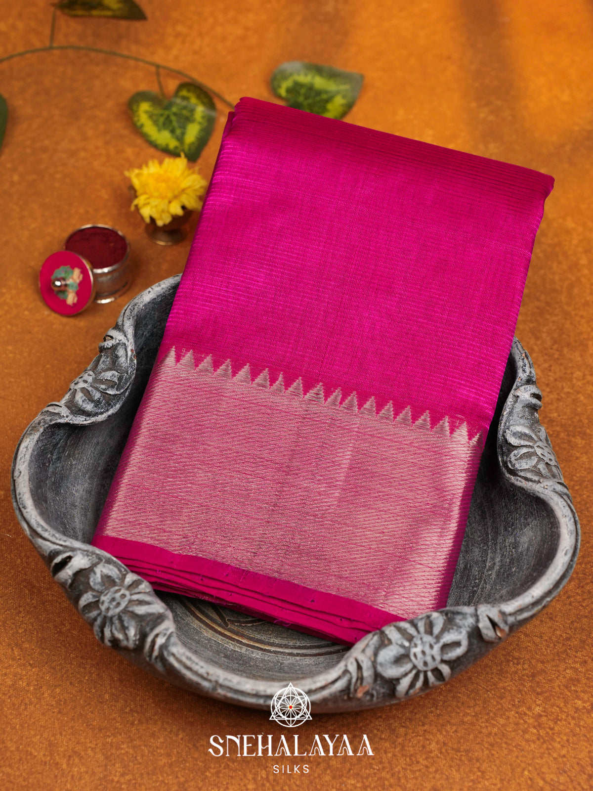 Rani Pink Mangalgiri Silk Cotton Saree