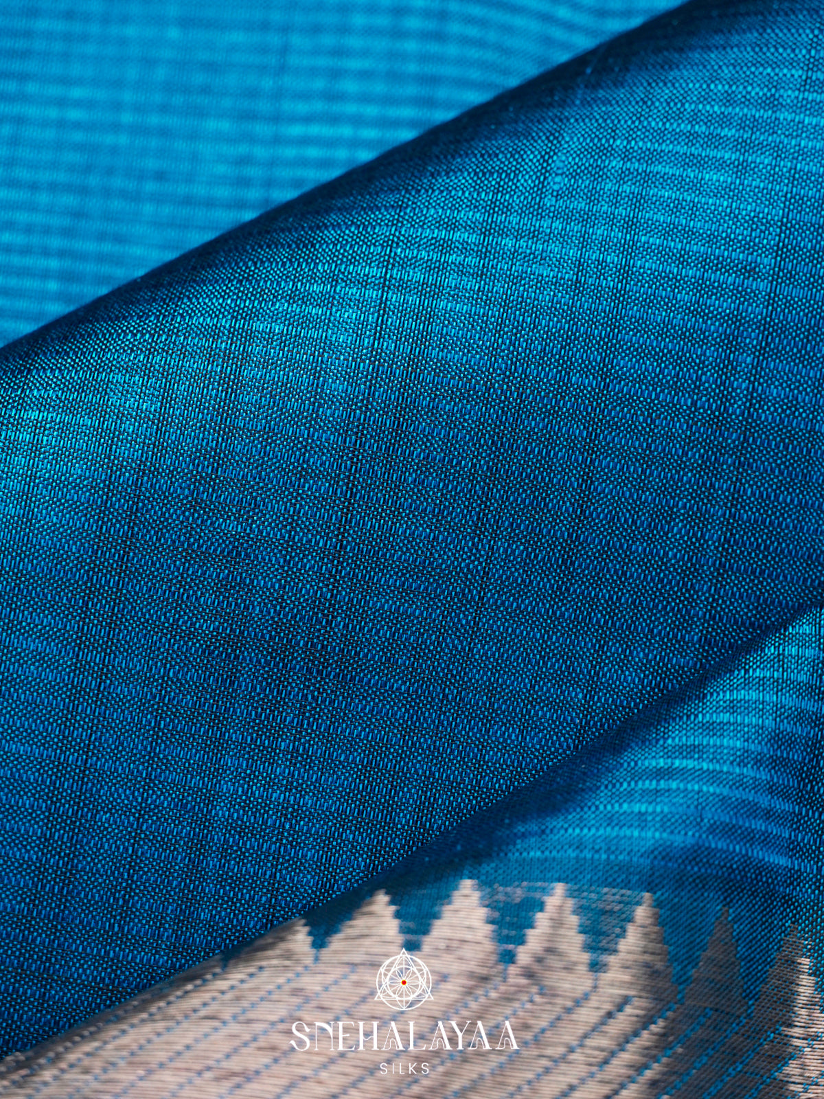 Peacock Blue Mangalgiri Silk Cotton Saree