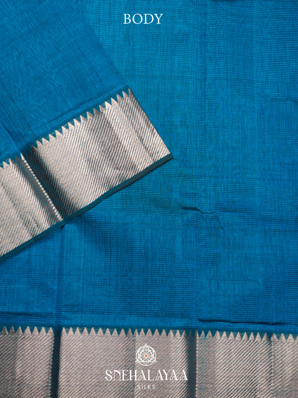 Peacock Blue Mangalgiri Silk Cotton Saree