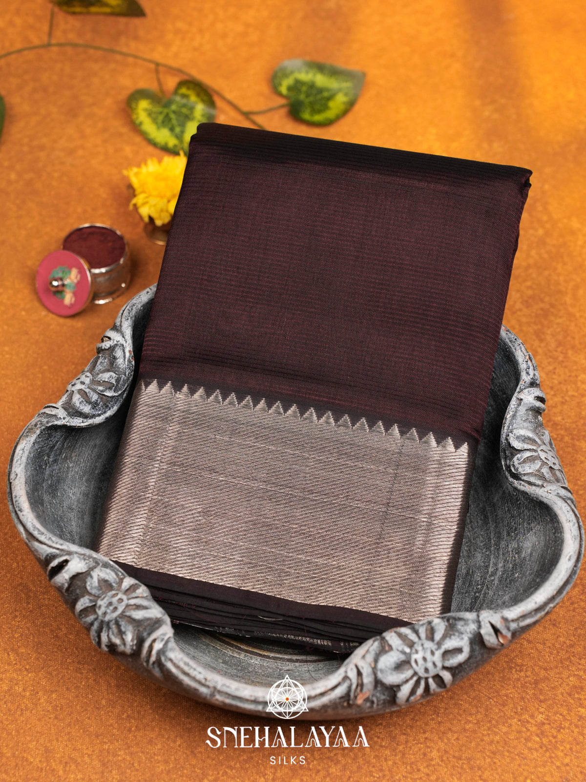 Coffee Brown Mangalgiri Silk Cotton Saree