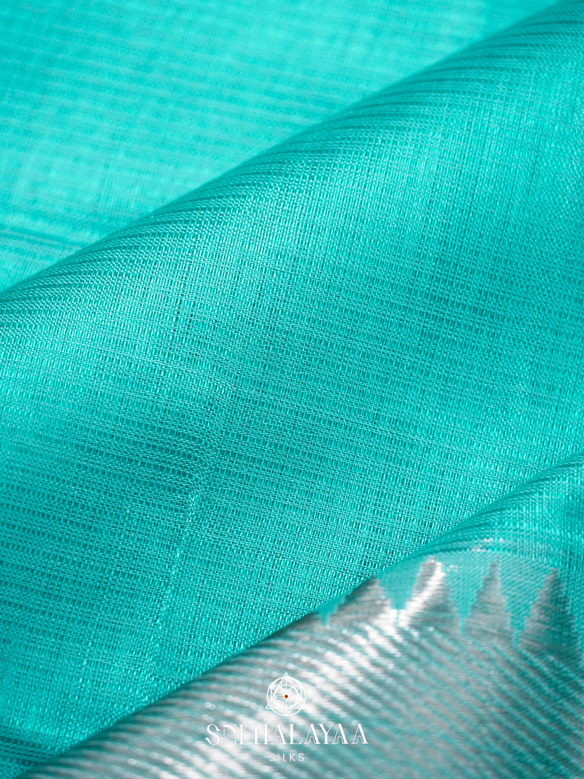 Aqua Green Mangalgiri Silk Cotton Saree