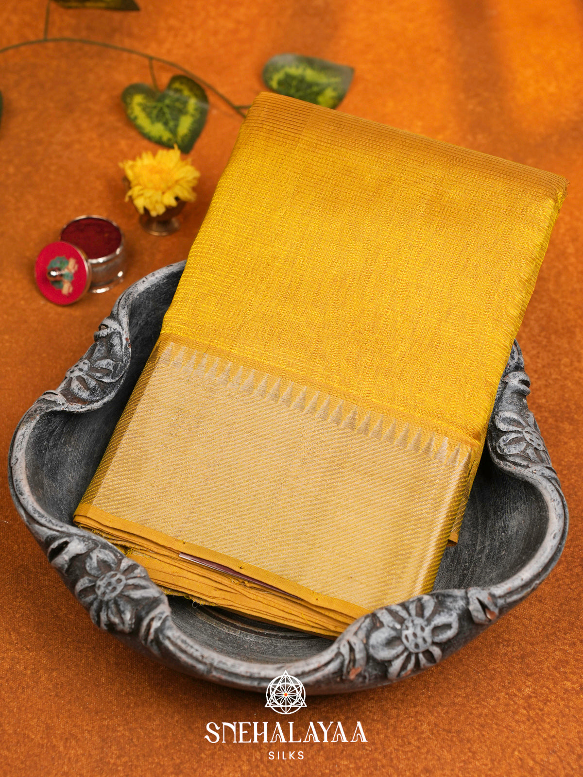 Mango Yellow Mangalgiri Silk Cotton Saree