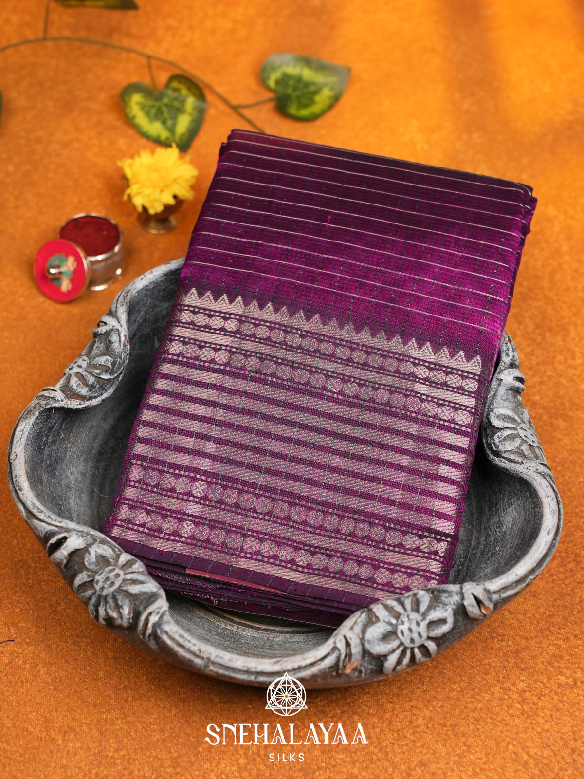 Mangenta Mangalgiri Silk Cotton Saree