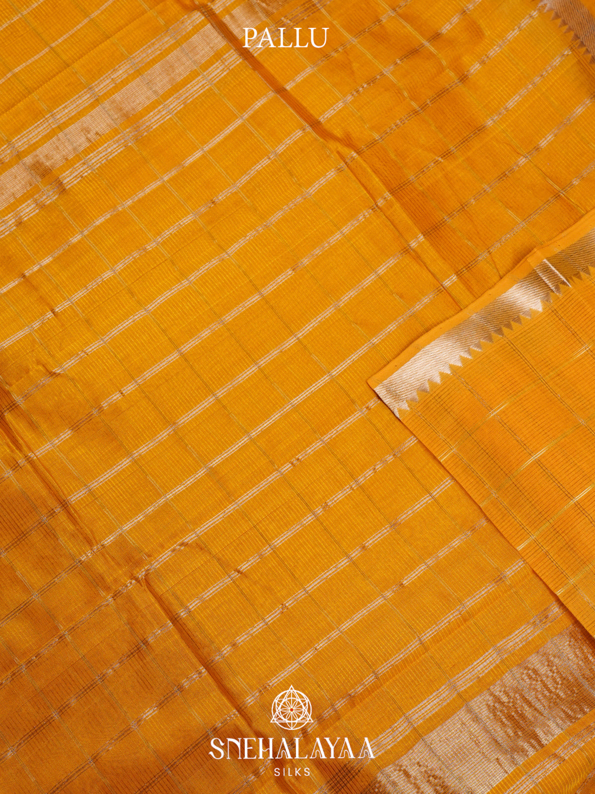 Mustard Yellow Mangalagiri Silk Cotton Saree with Zari Checks