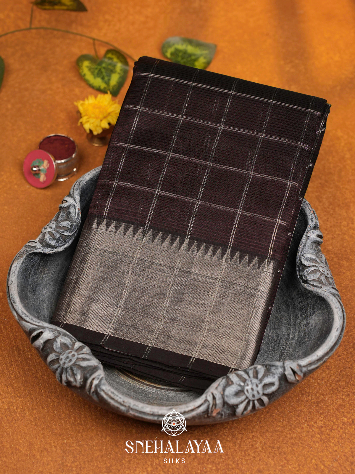 Coffee Brown Mangalgiri Silk Cotton Saree