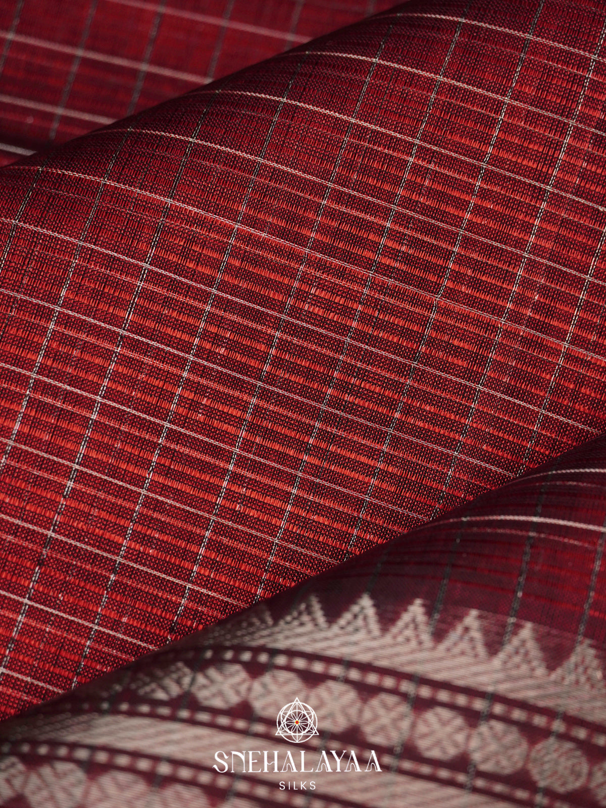 Maroon Mangalgiri Silk Cotton Saree
