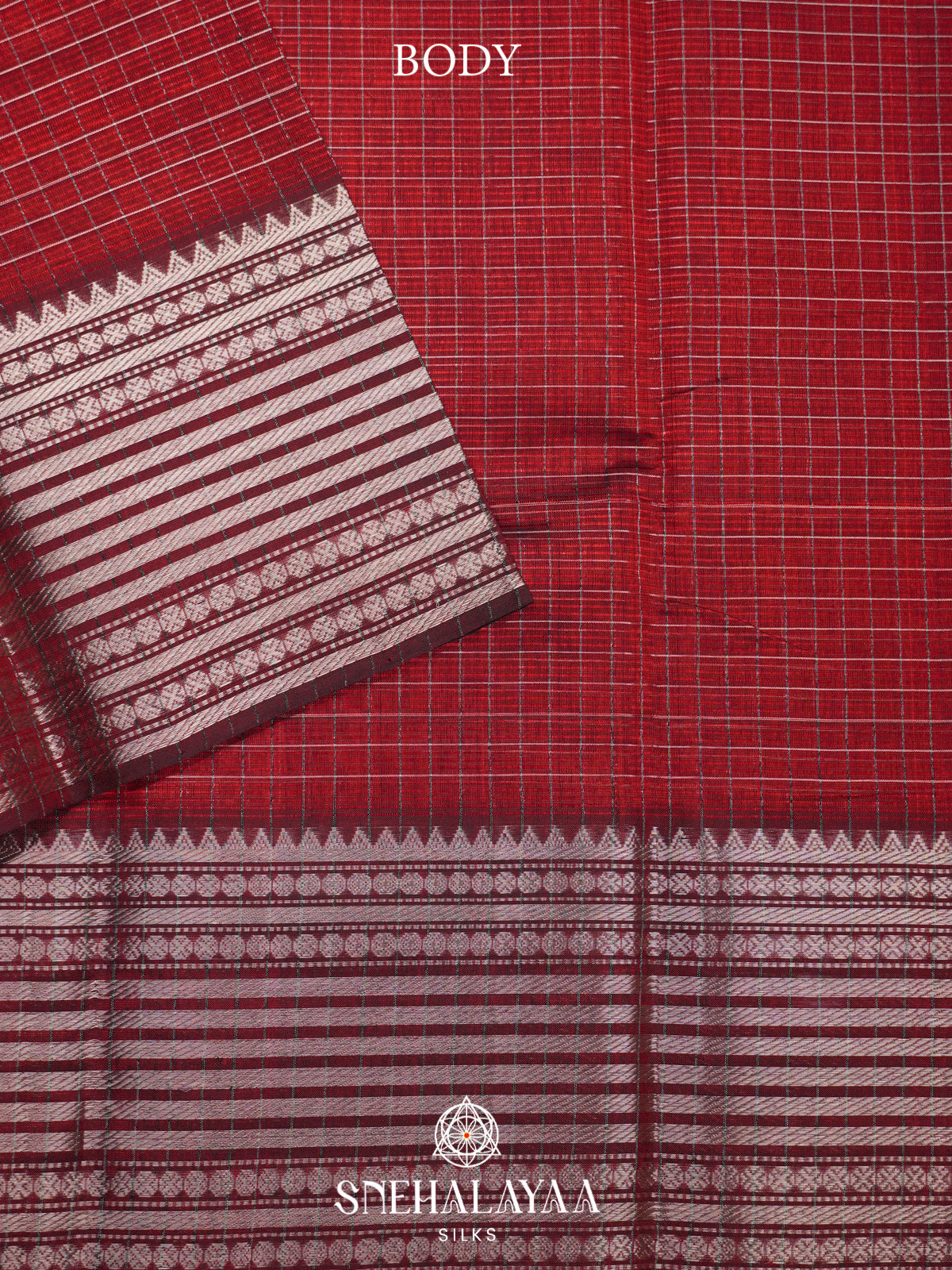 Maroon Mangalgiri Silk Cotton Saree