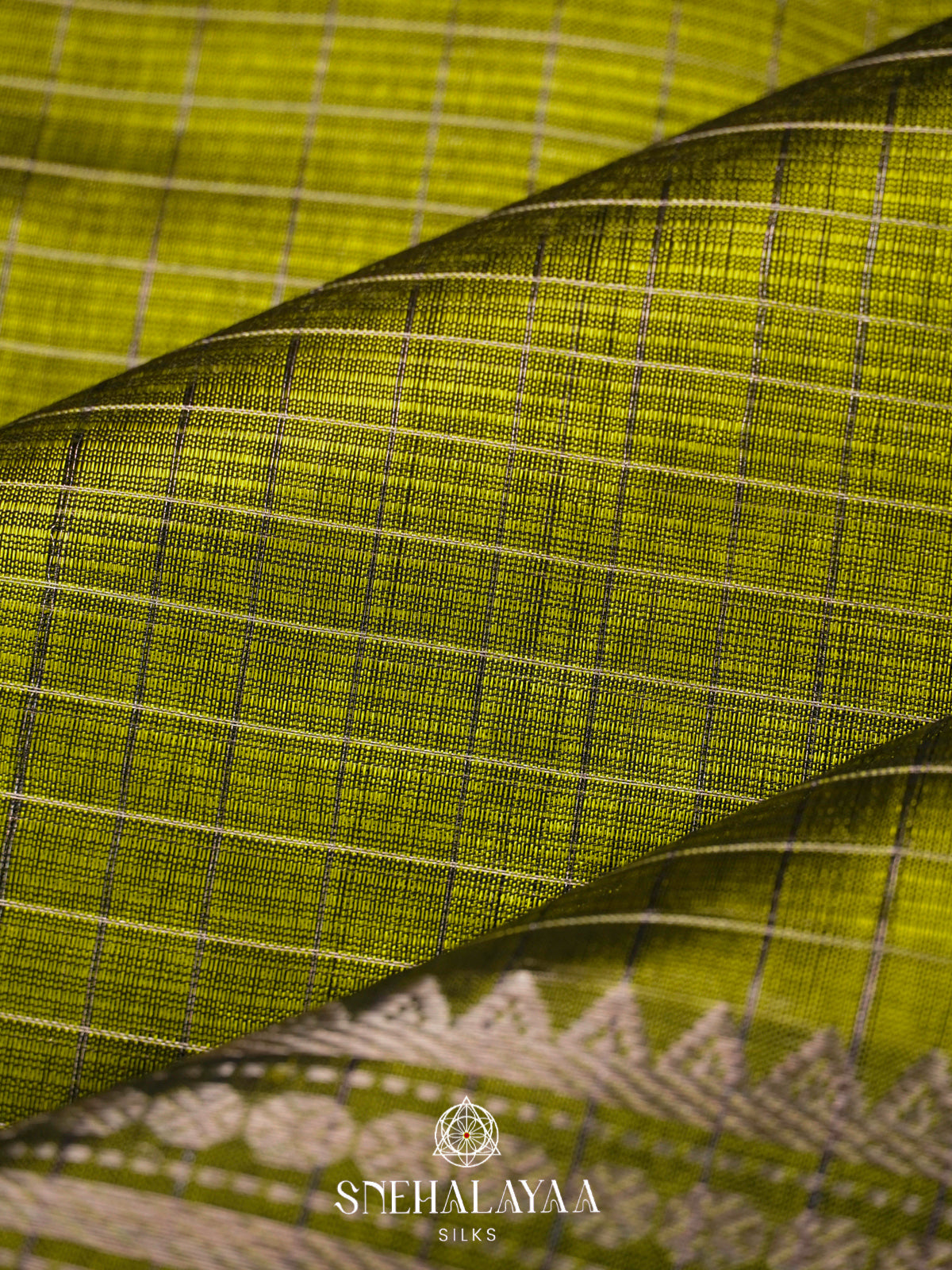 Lime Green Mangalgiri Silk Cotton Saree