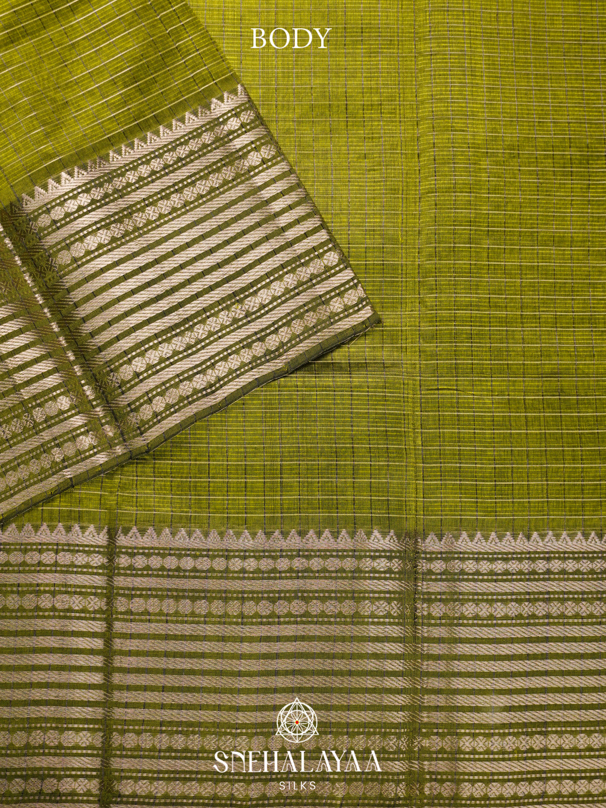 Lime Green Mangalgiri Silk Cotton Saree
