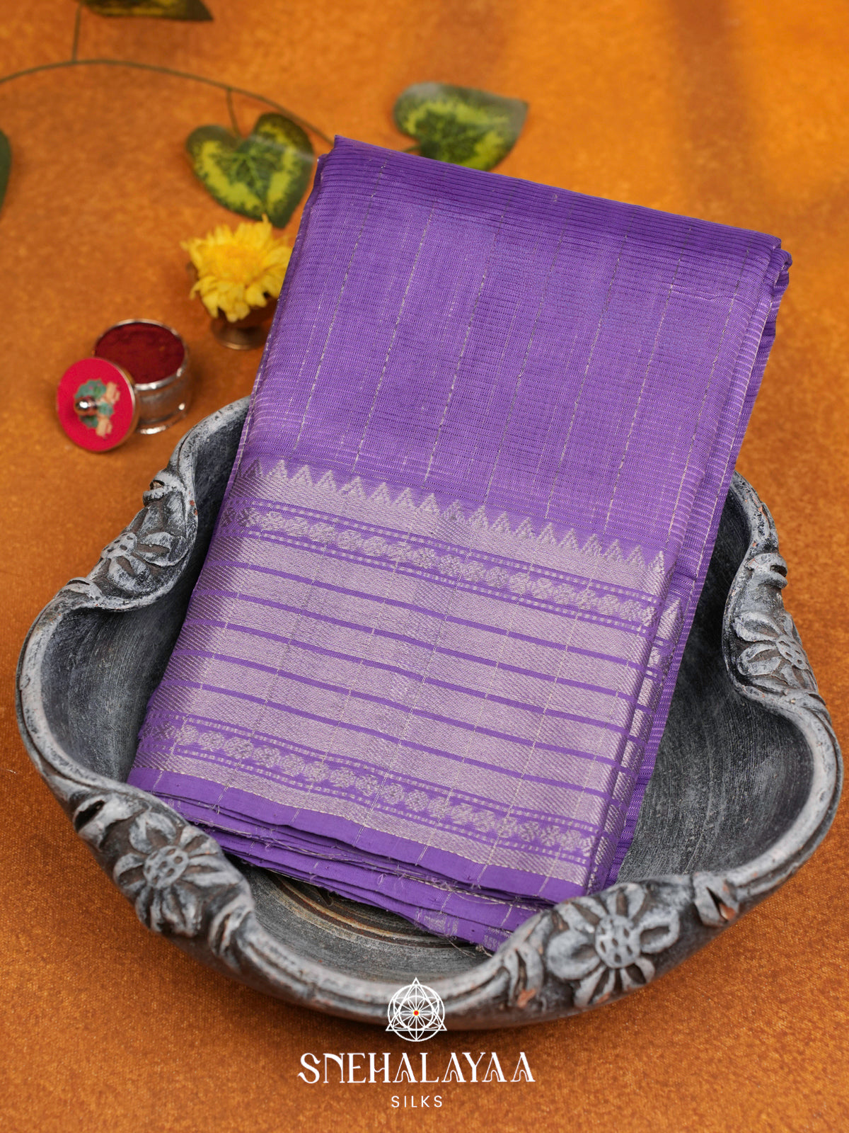 Lilac Mangalgiri Silk Cotton Saree