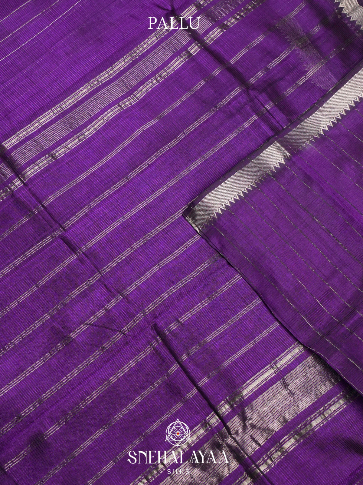 Royal Purple Mangalagiri Silk Cotton Saree with Silver Zari Stripes