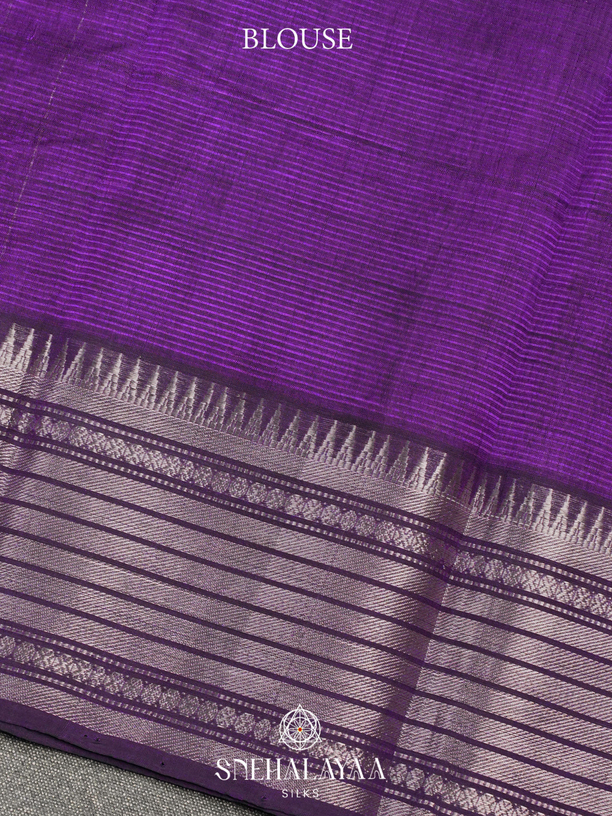 Royal Purple Mangalagiri Silk Cotton Saree with Silver Zari Stripes