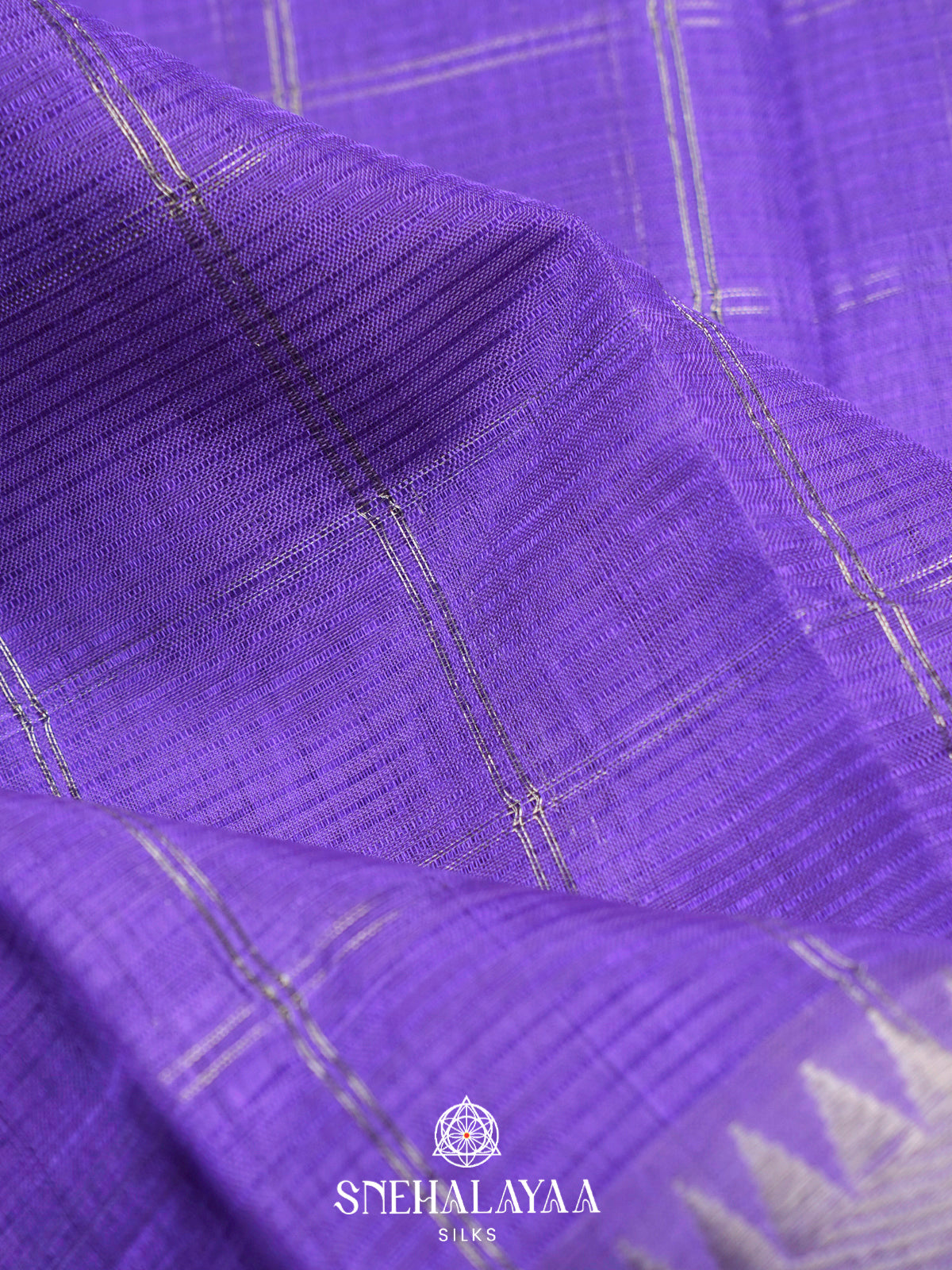 Lavender Purple Mangalagiri Silk Cotton Saree with Silver Zari Checks