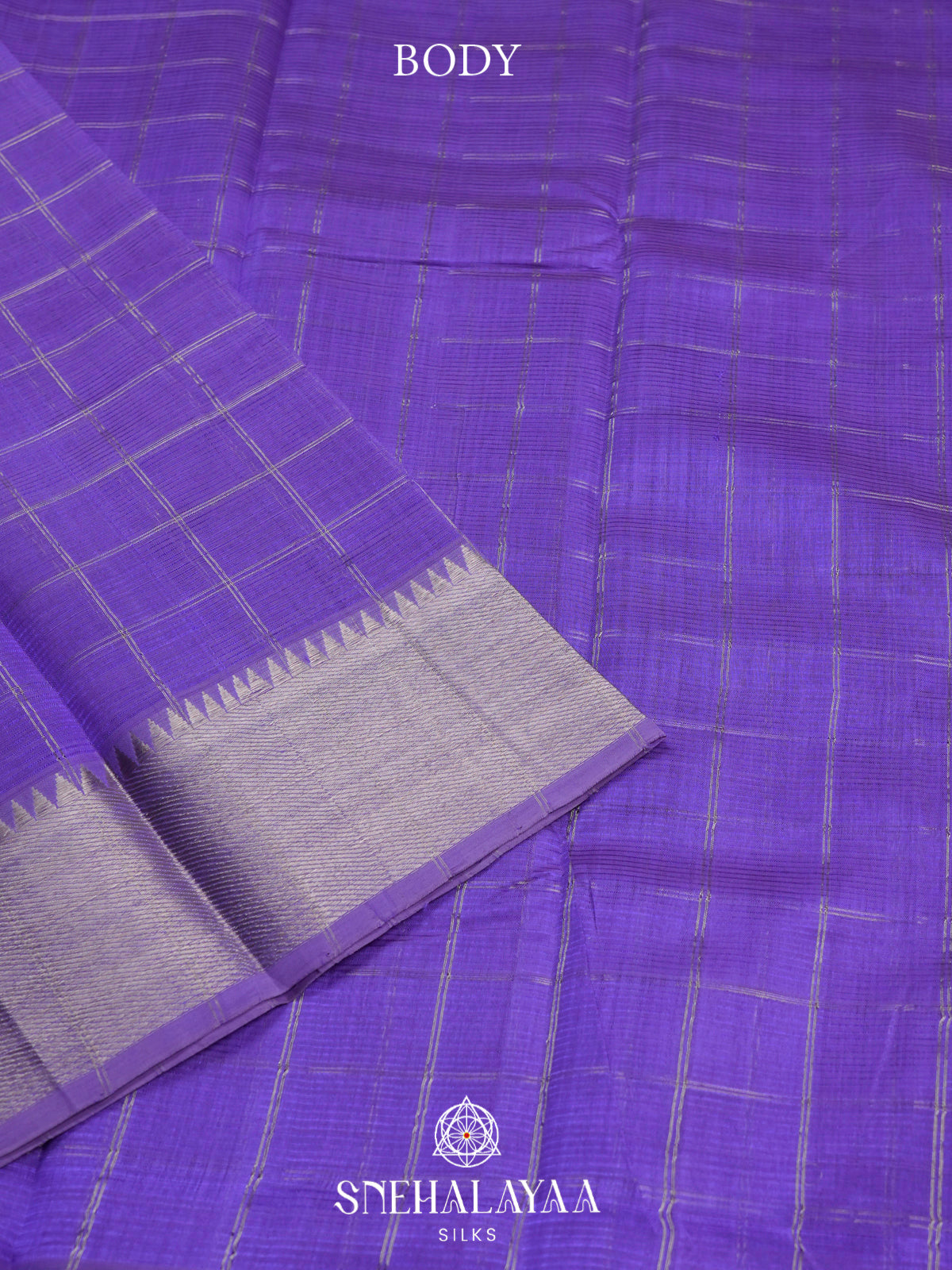 Lavender Purple Mangalagiri Silk Cotton Saree with Silver Zari Checks