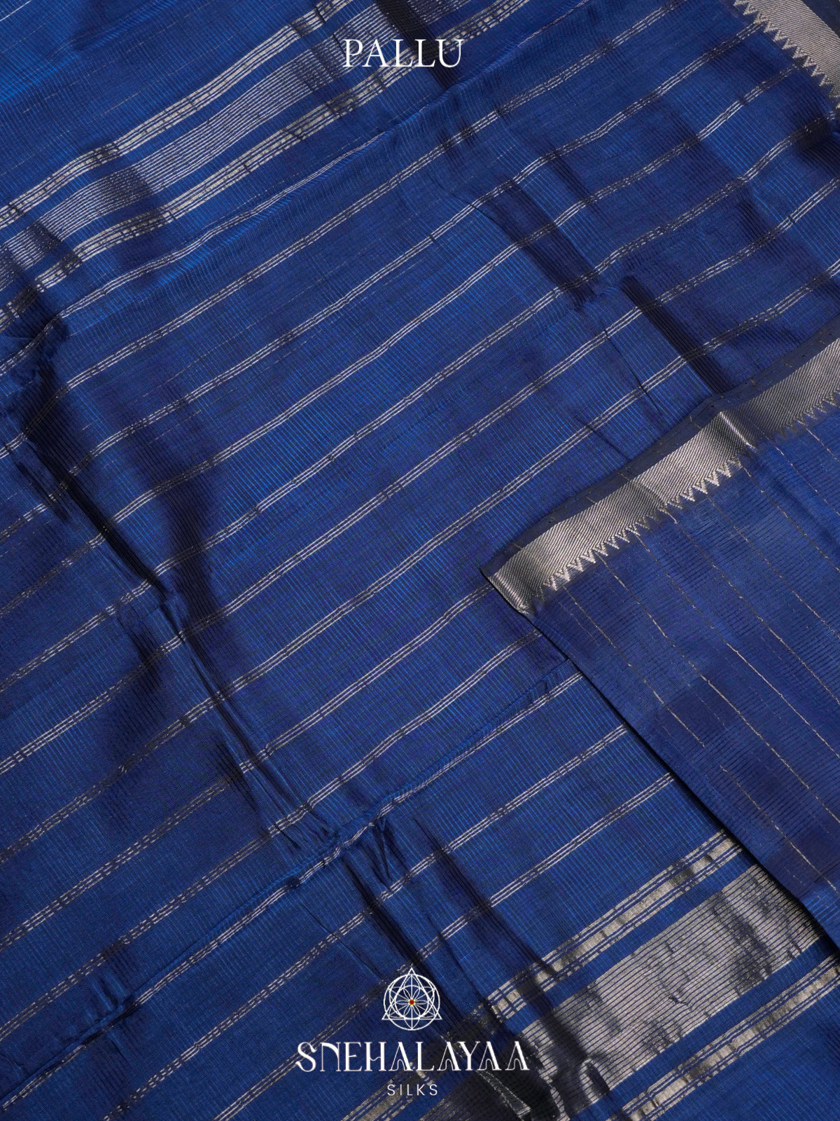 Blue Mangalagiri Silk Cotton Saree with Gold Zari Stripes
