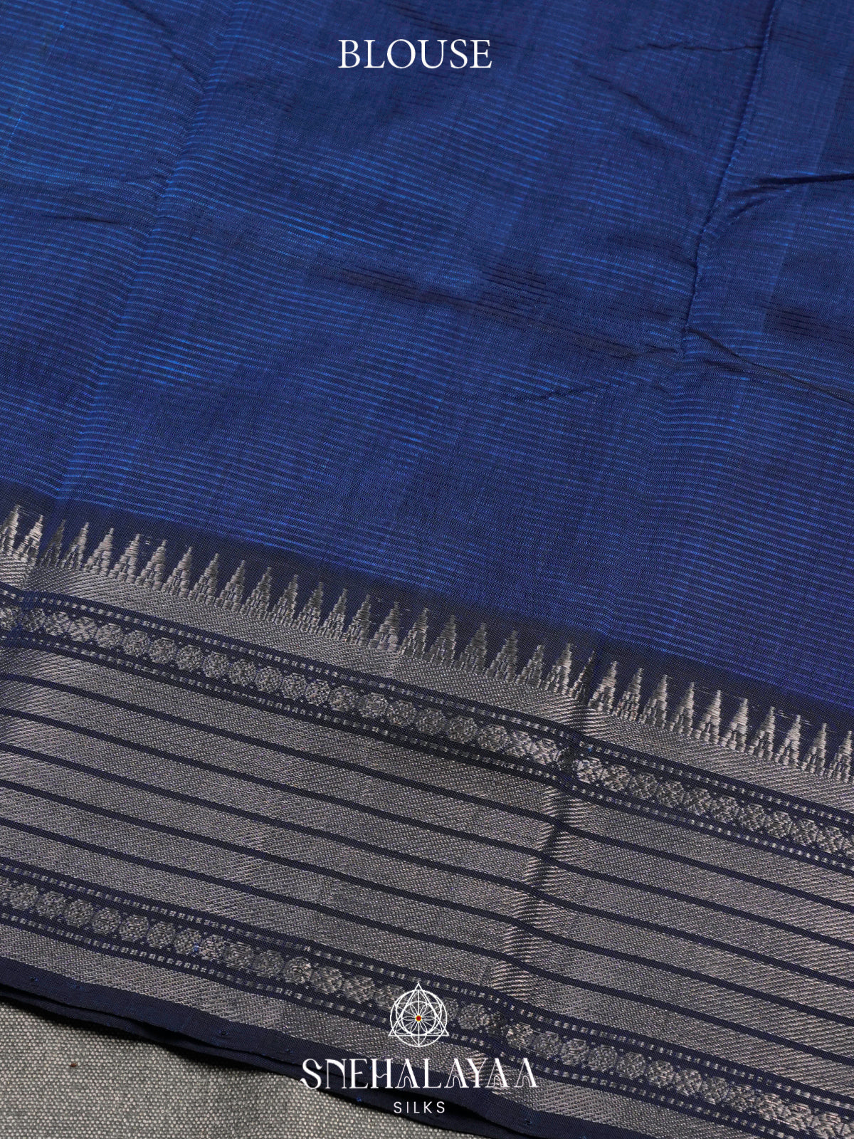 Blue Mangalagiri Silk Cotton Saree with Gold Zari Stripes