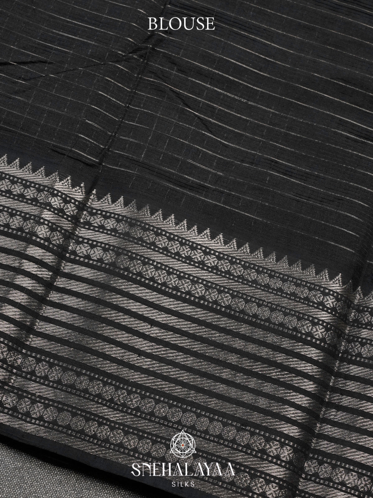 Black Mangalagiri Silk Cotton Saree with Silver Zari Checks