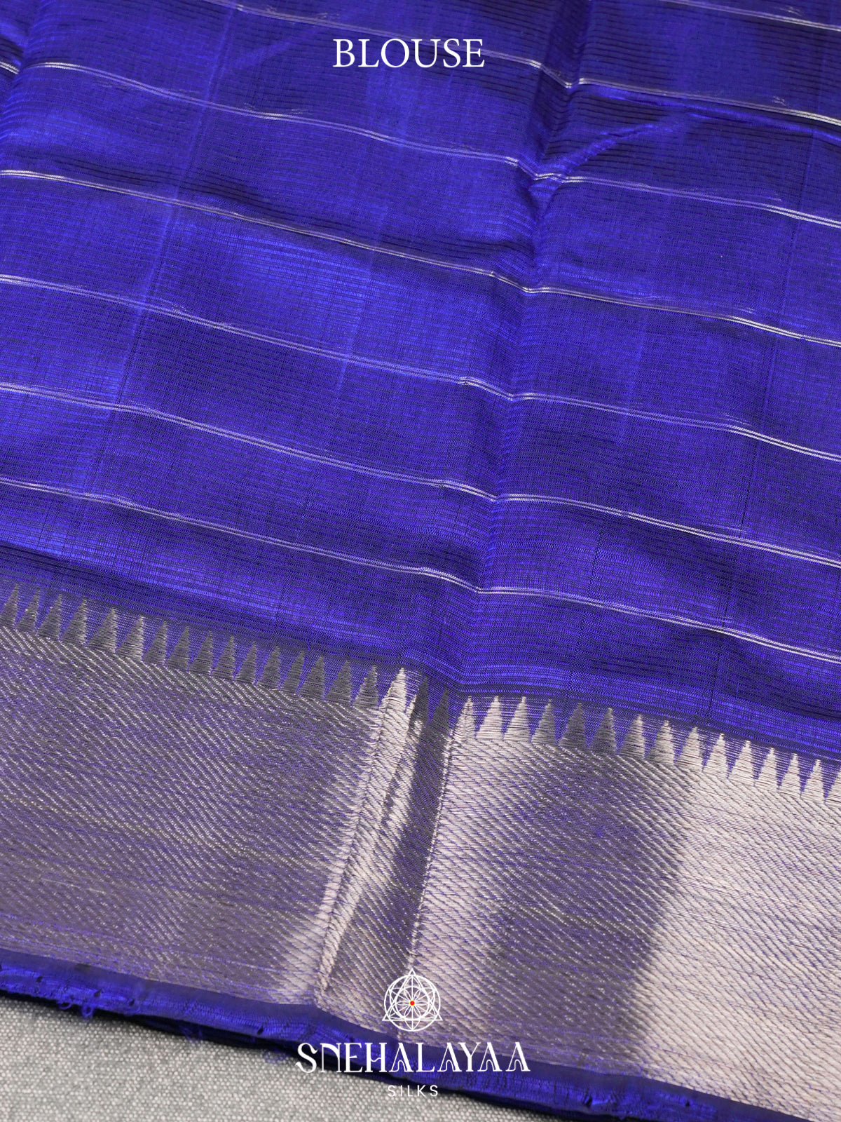 Royal Blue Mangalagiri Silk Cotton Saree with Silver Zari Checks