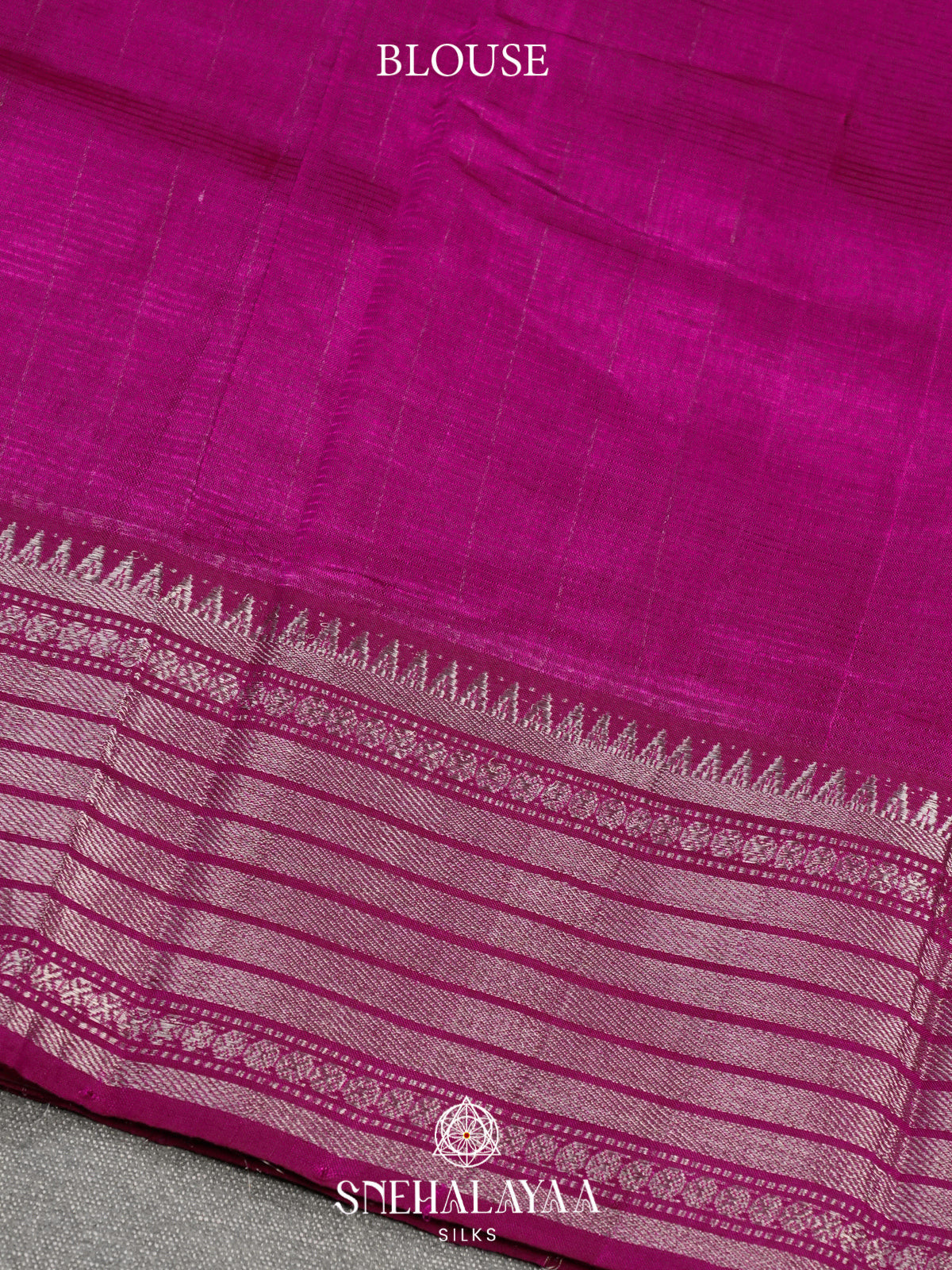 Magenta Mangalagiri Silk Cotton Saree with Silver Zari Stripes