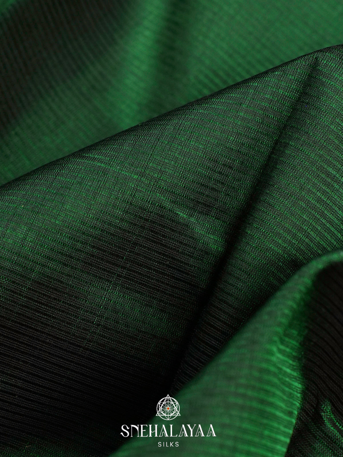 Emerald Green Mangalagiri Silk Cotton Saree with Silver Zari Border