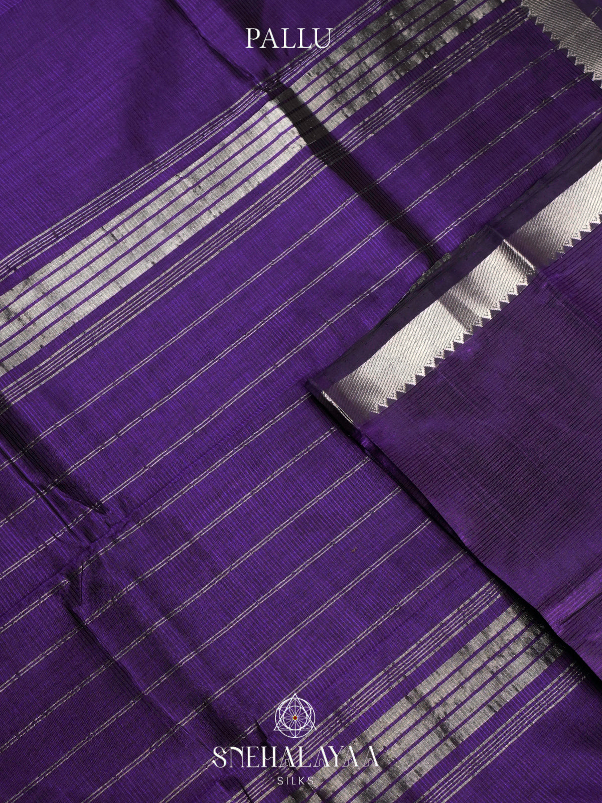 Purple Mangalagiri Silk Cotton Saree with Silver Zari Border