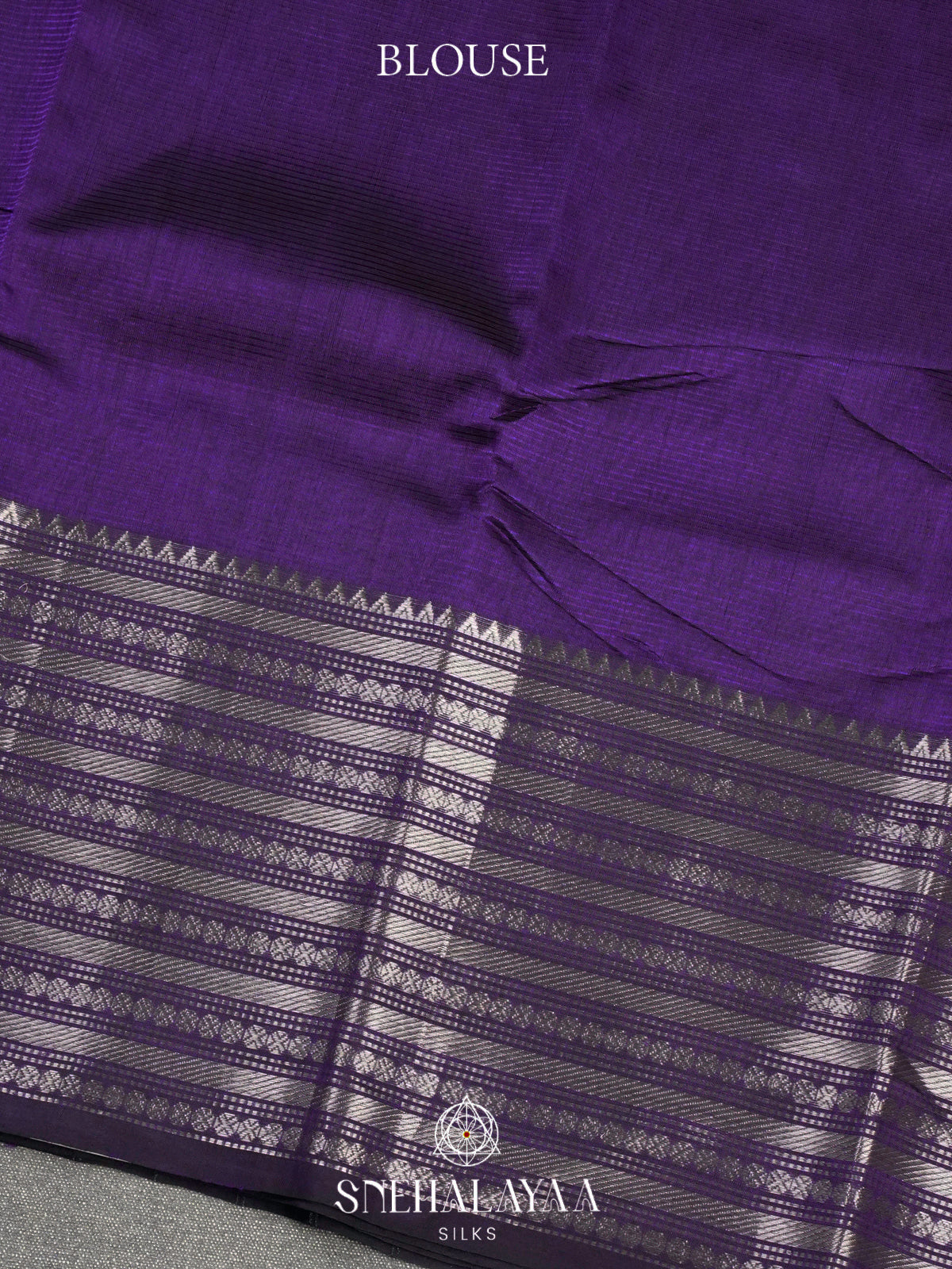 Purple Mangalagiri Silk Cotton Saree with Silver Zari Border