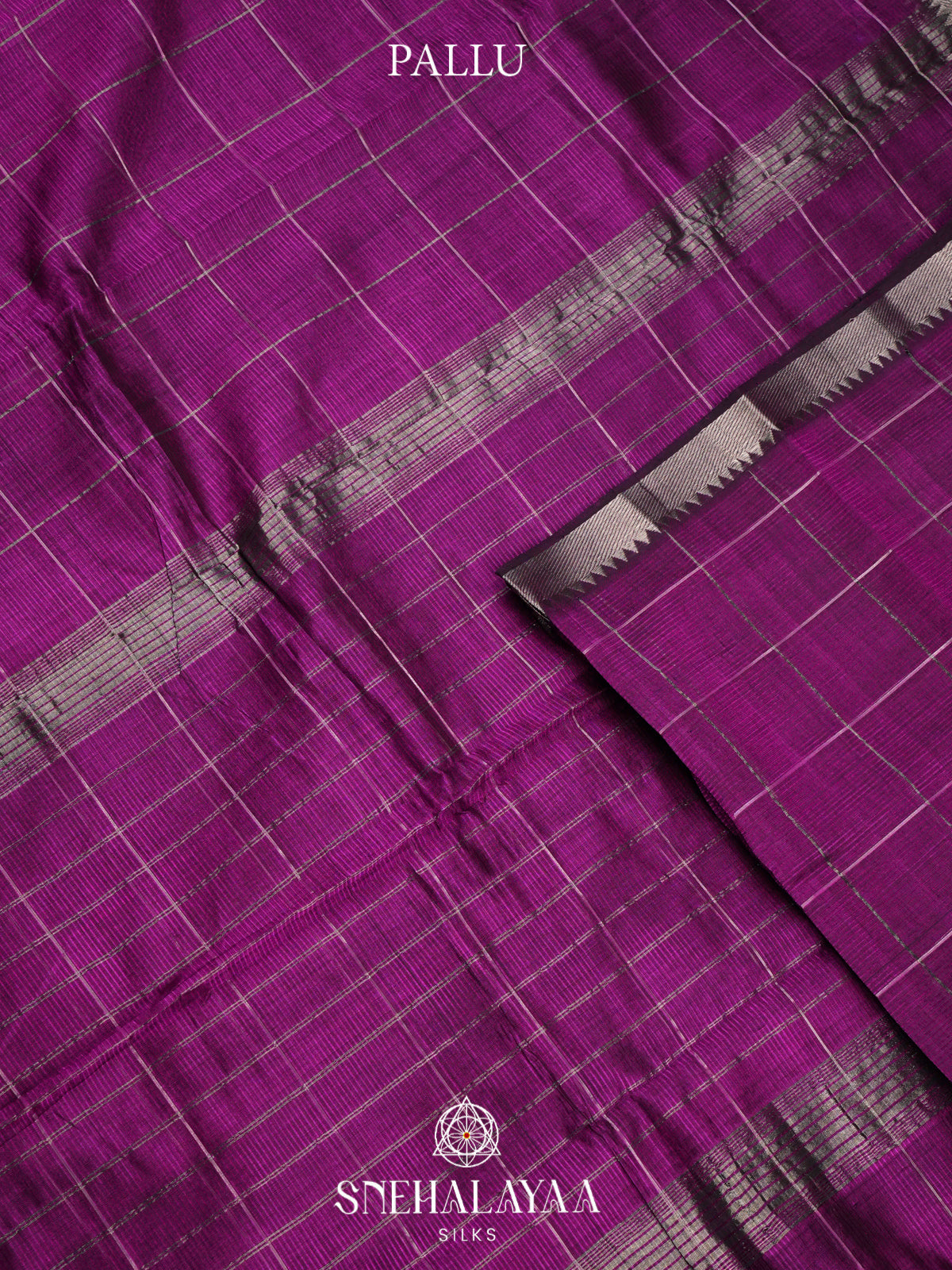 Magenta Mangalagiri Silk Cotton Saree with Ikat Border