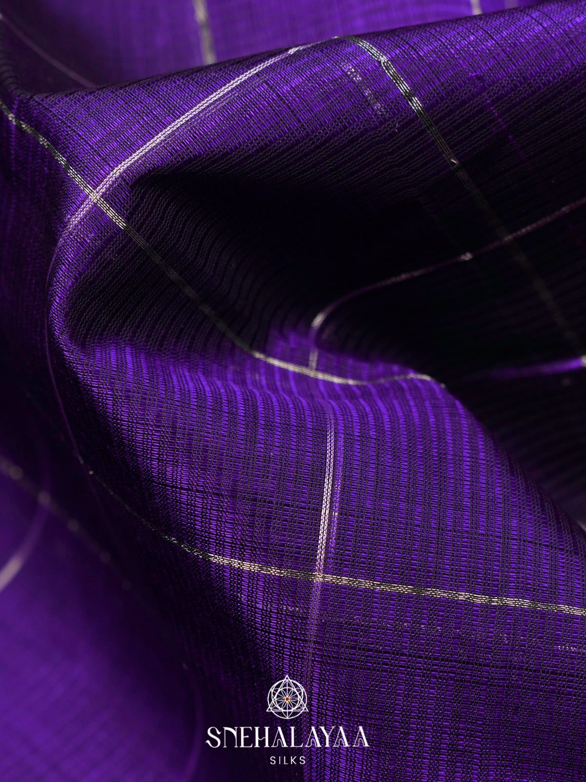 Purple Mangalagiri Silk Cotton Saree with Ikat Border