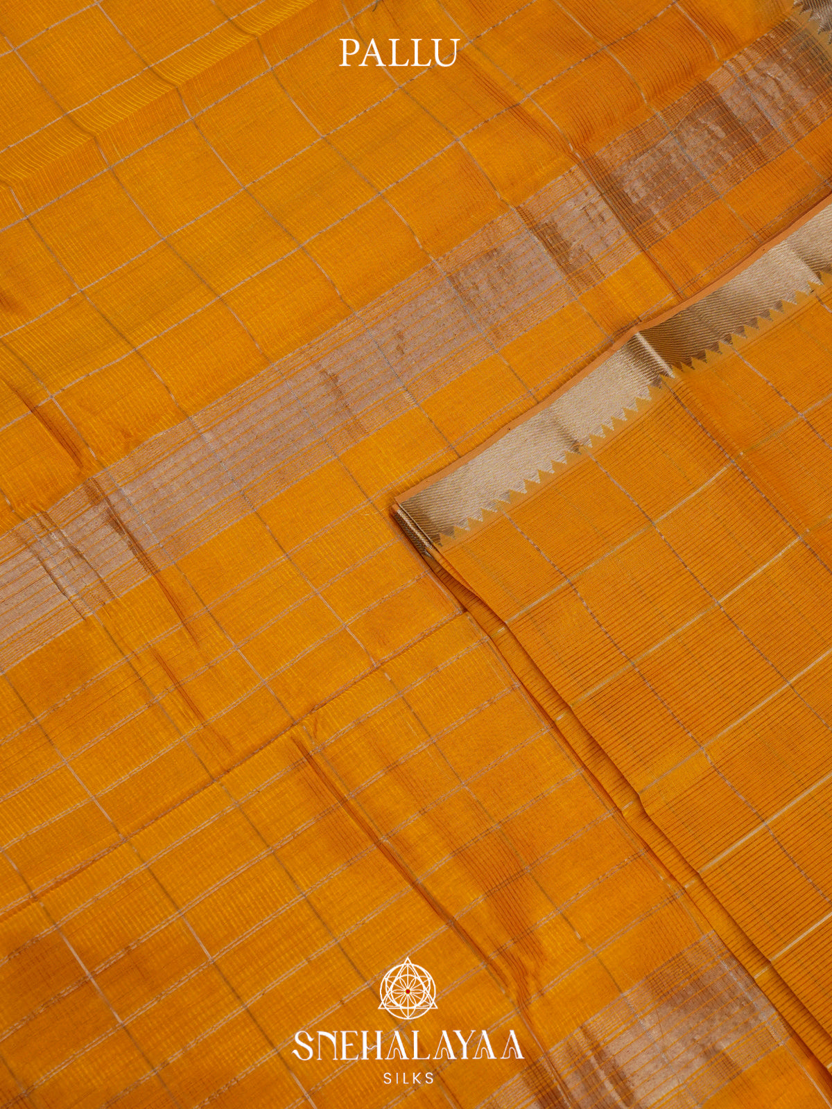 Mustard Yellow Mangalagiri Silk Cotton Saree with Ikat Border