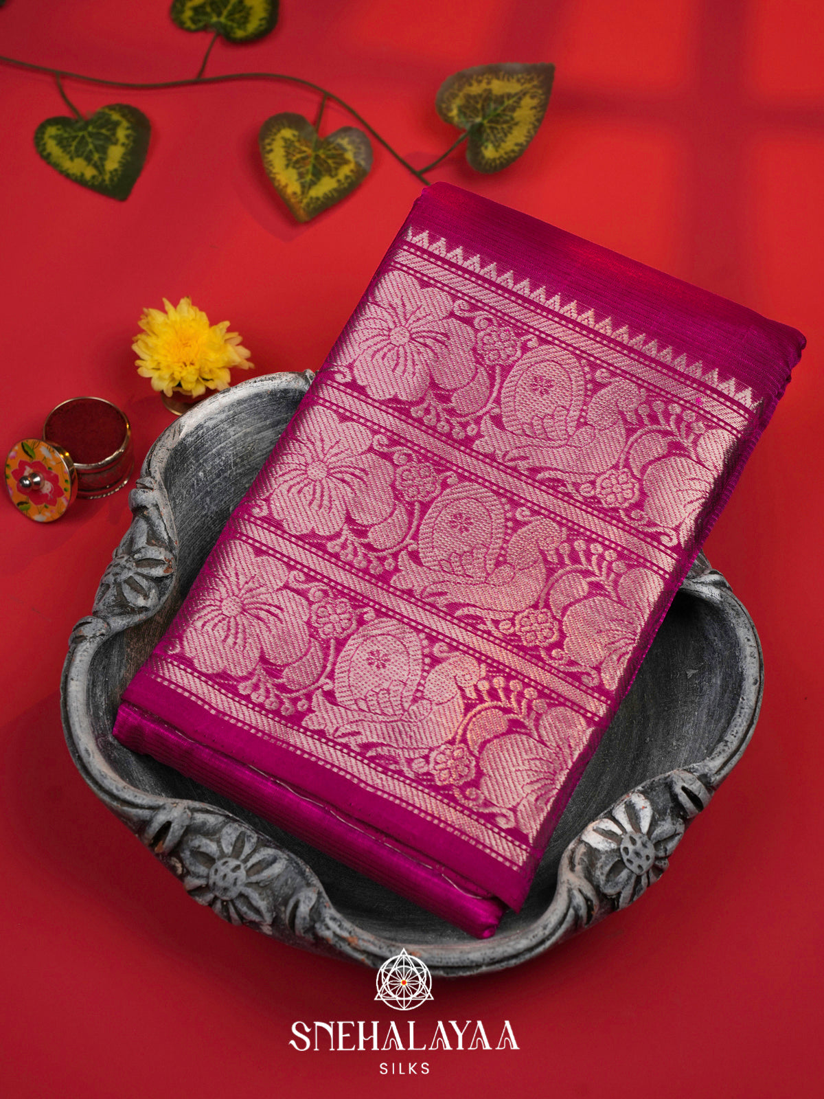 Pink Mangalagiri Silk Cotton Saree with Zari Border