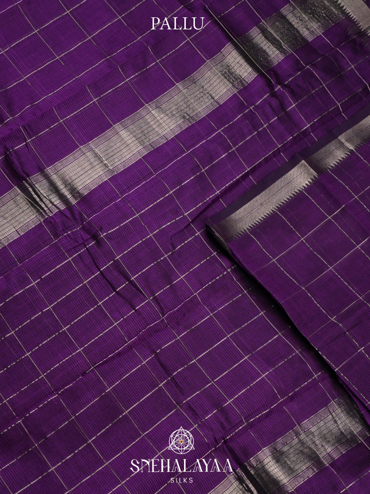 Purple Mangalagiri Silk Cotton Saree with Ikat Border