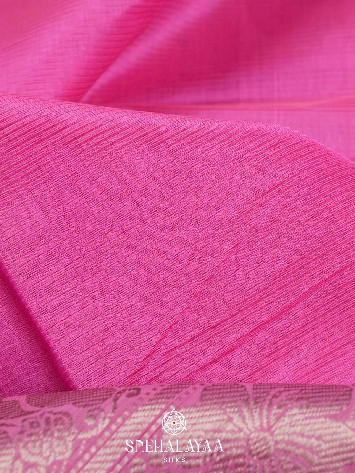 Pink Mangalagiri Silk Cotton Saree with Zari Border