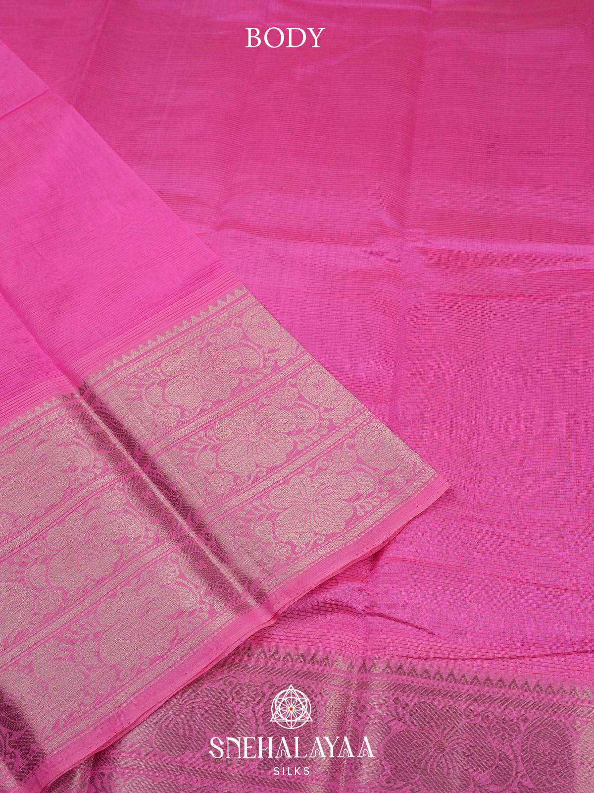 Pink Mangalagiri Silk Cotton Saree with Zari Border