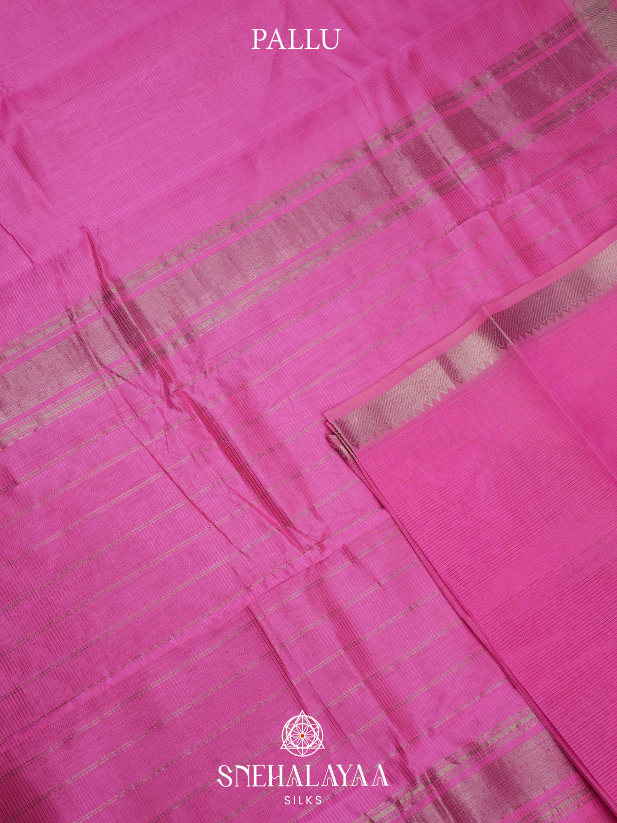 Pink Mangalagiri Silk Cotton Saree with Zari Border
