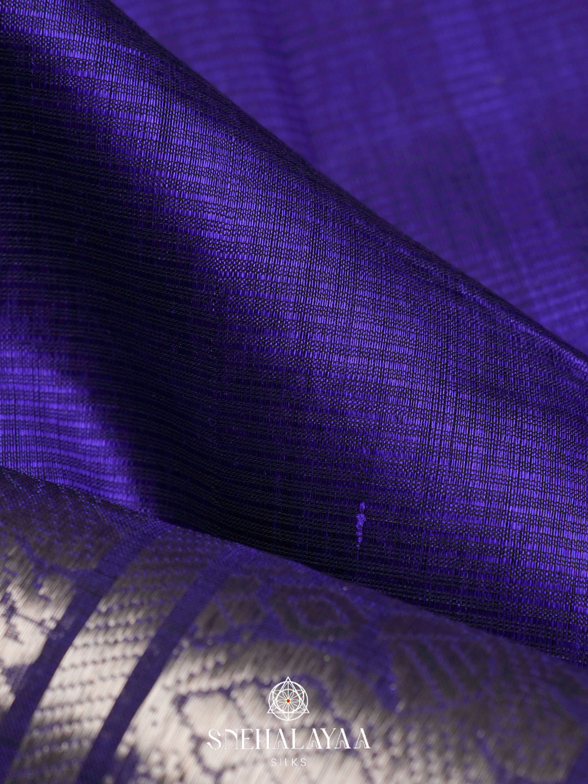 Blue Mangalagiri Silk Cotton Saree with Zari Border