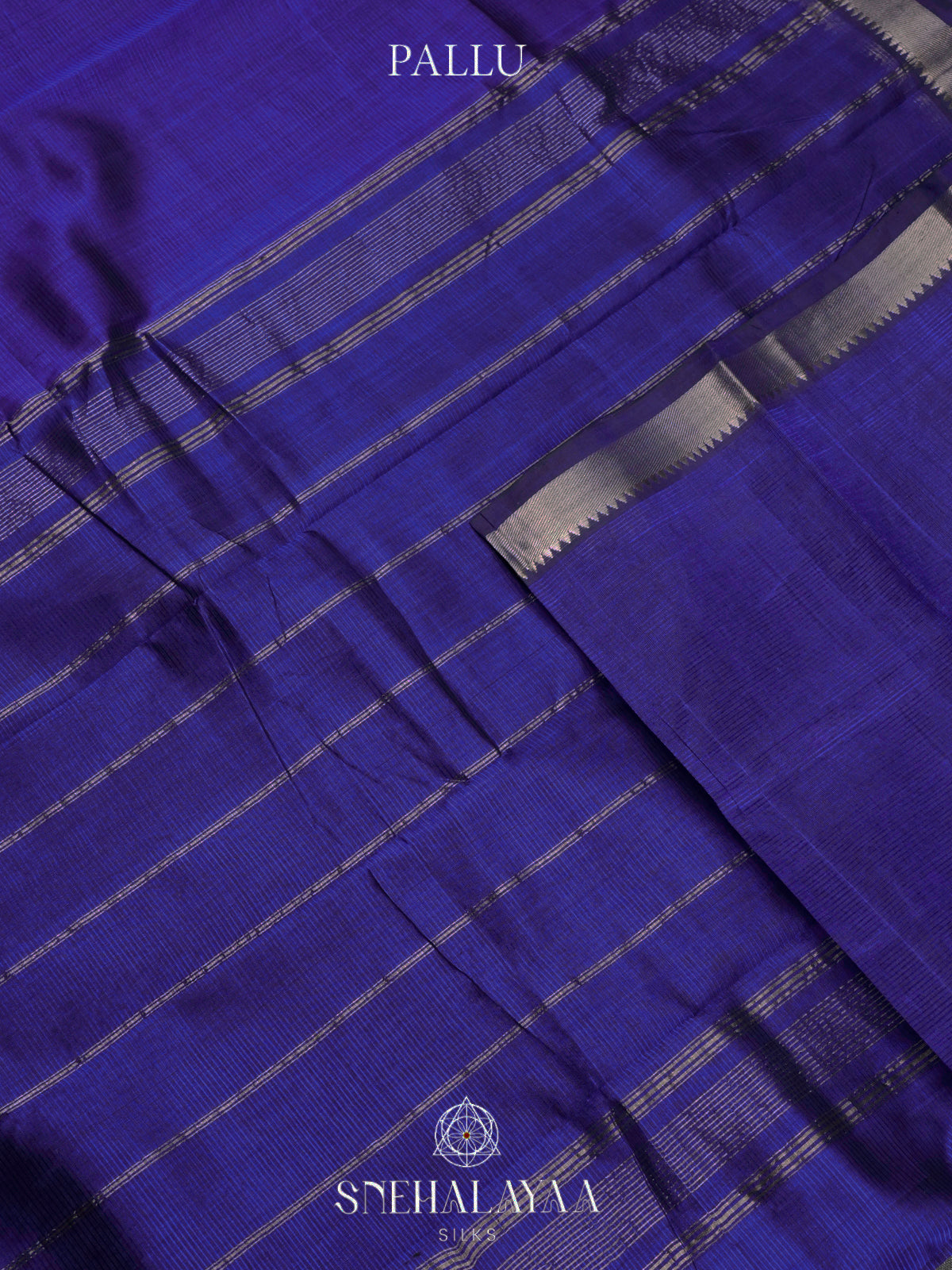 Blue Mangalagiri Silk Cotton Saree with Zari Border