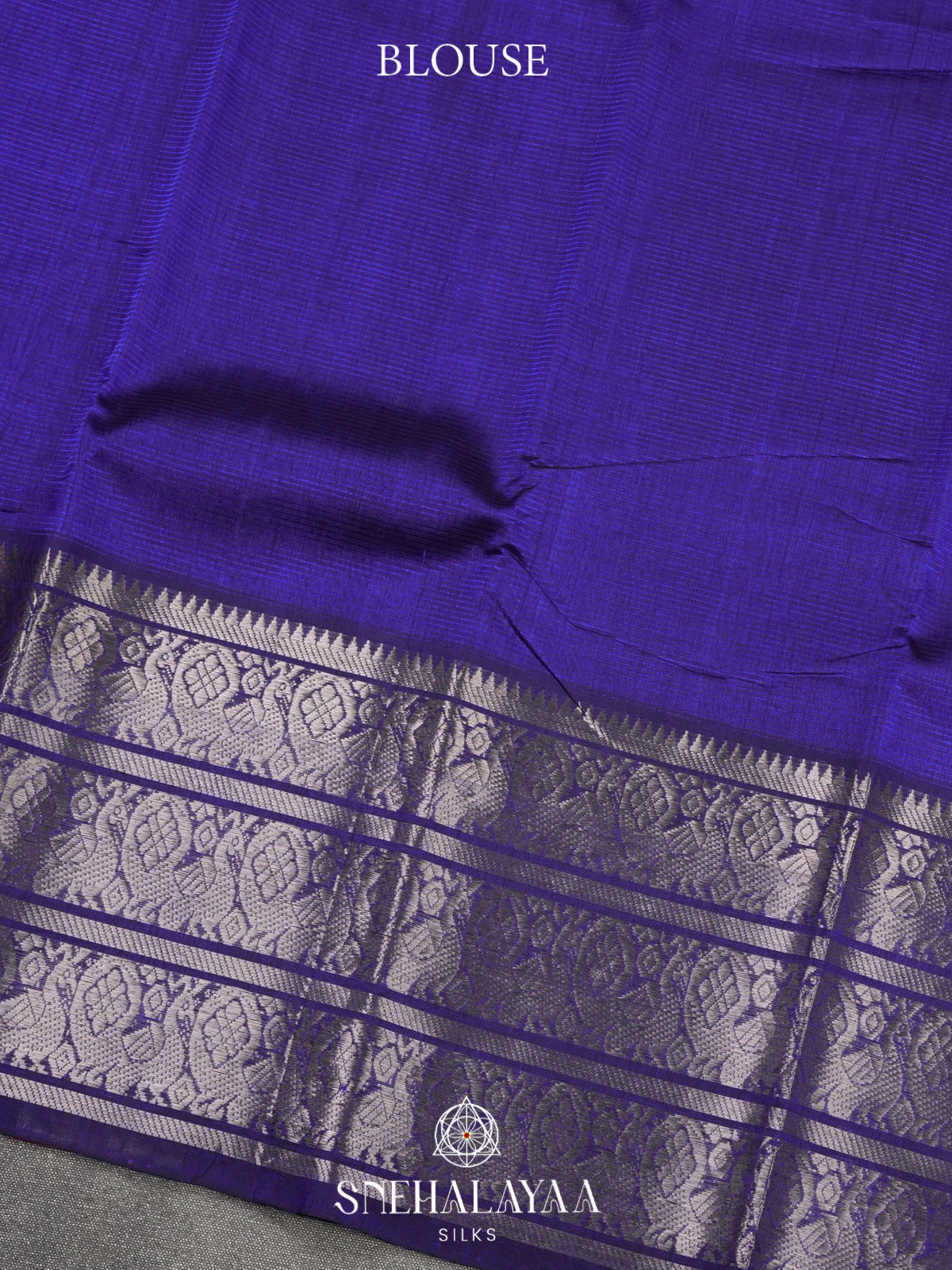Blue Mangalagiri Silk Cotton Saree with Zari Border