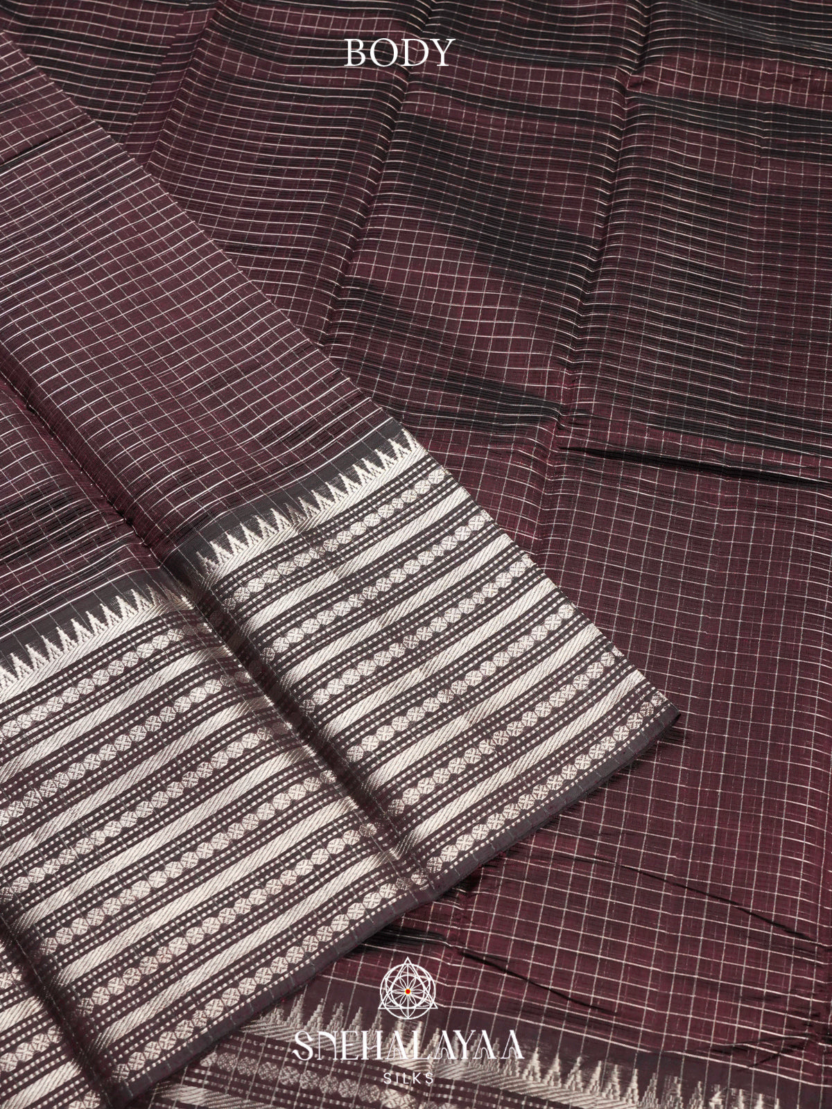 Brown Mangalagiri Silk Cotton Saree with Zari Border