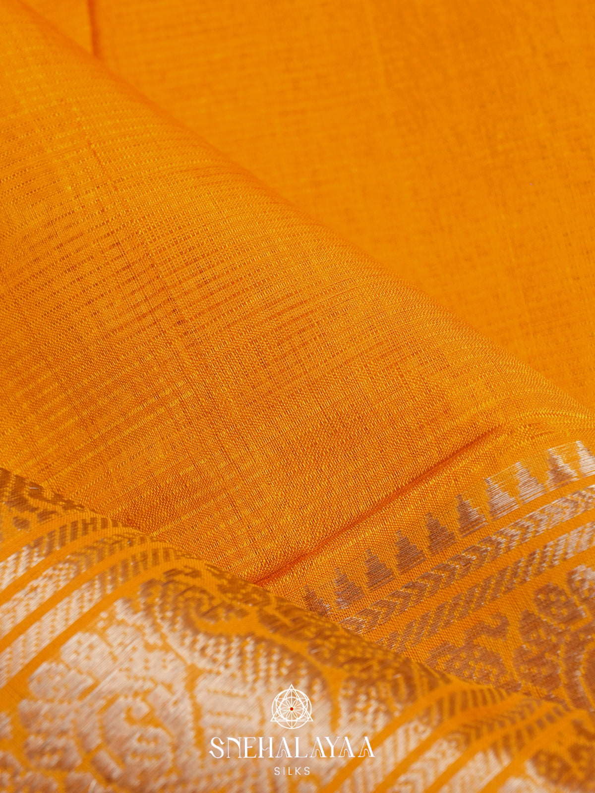 Yellow Mangalagiri Silk Cotton Saree with Zari Border
