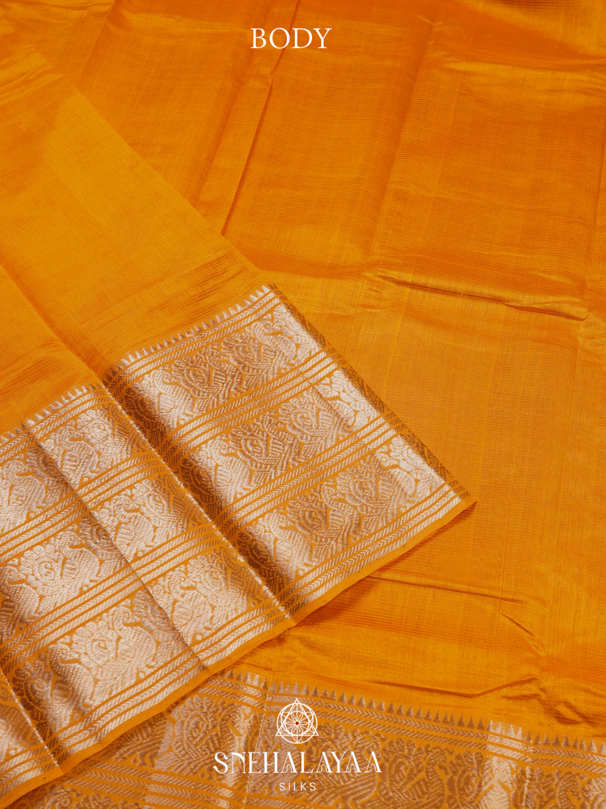 Yellow Mangalagiri Silk Cotton Saree with Zari Border