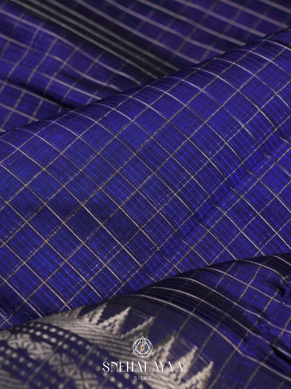 Blue Mangalagiri Silk Cotton Saree with Zari Border
